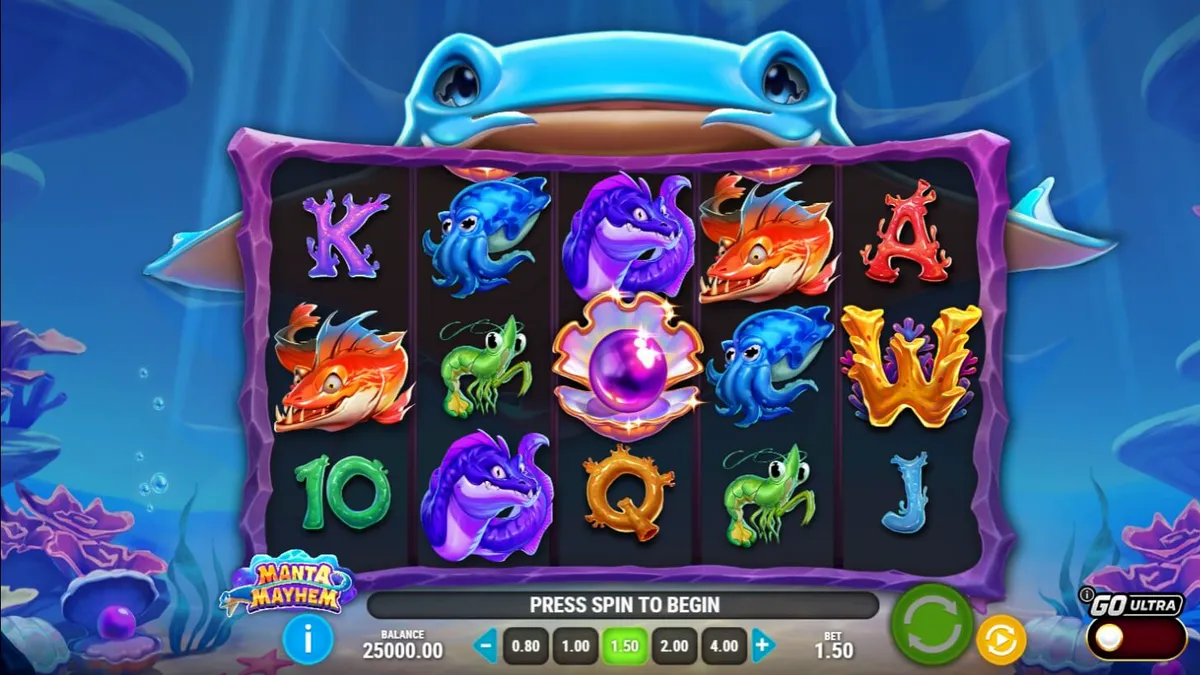 Manta Mayhem slot game underwater theme